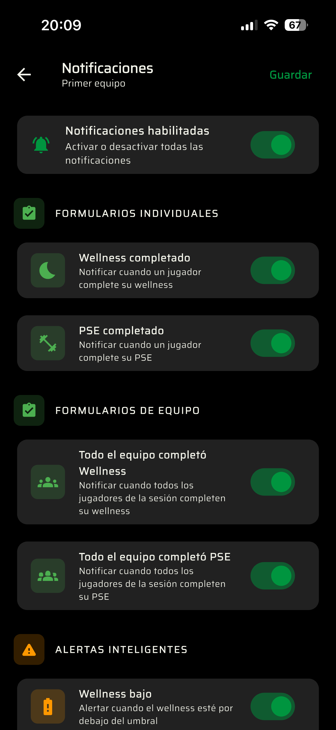 Pantalla reportes